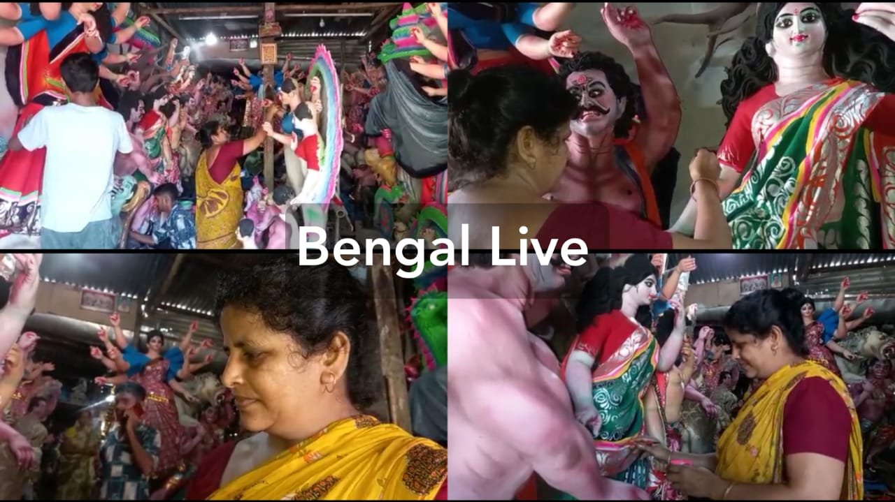 real durga of this society works behind publicity and makes the idol of goddess durga in raiganj