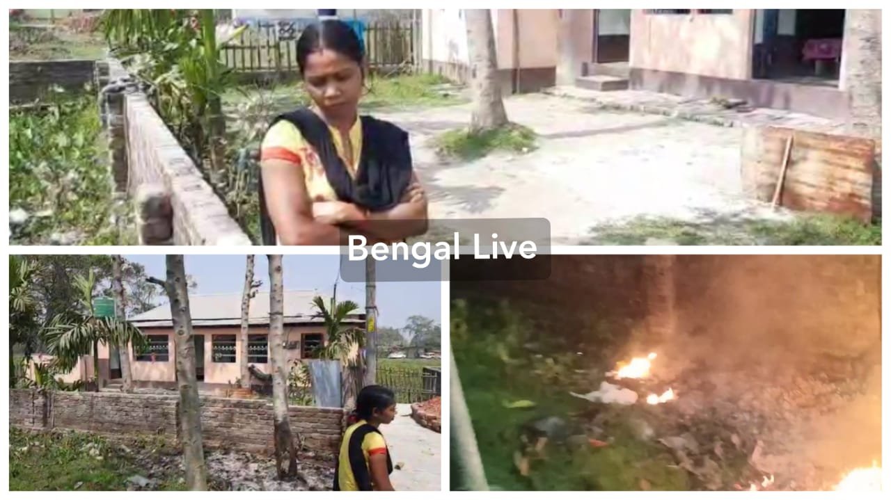 bjp worker's house set on fire in raiganj